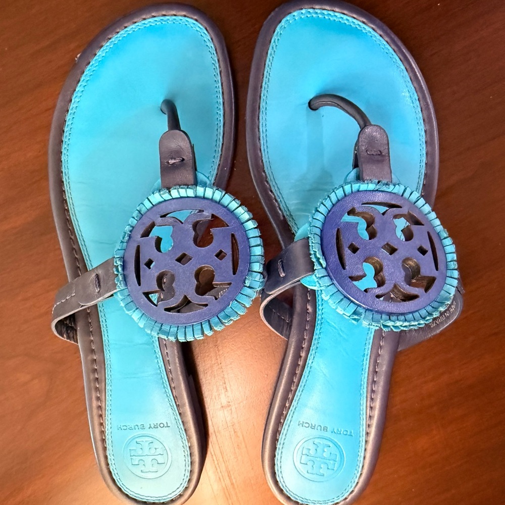 Tory Burch Teal and Navy Sandals